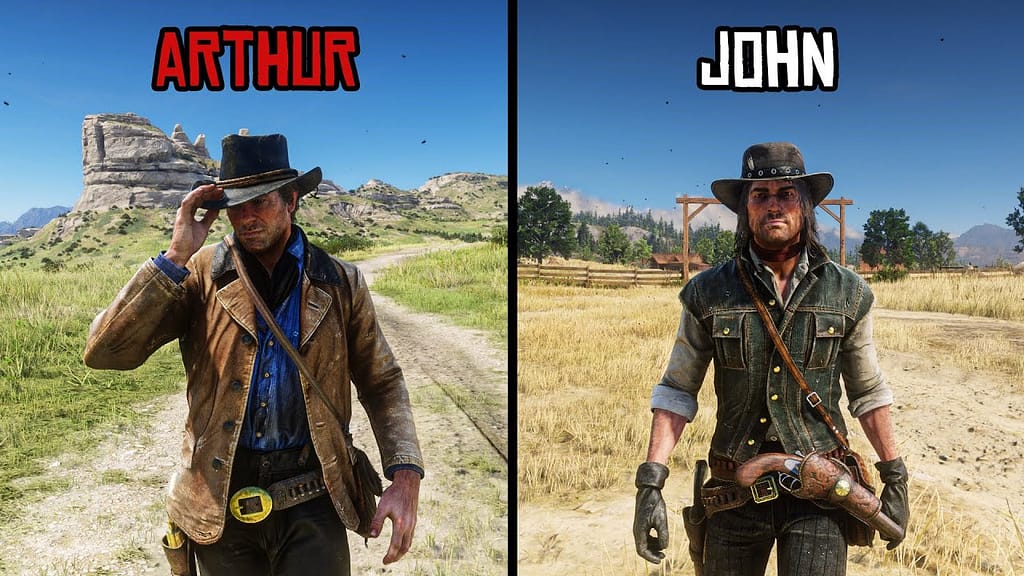 John Marston e Arthur Morgan in Red Dead Redemption
