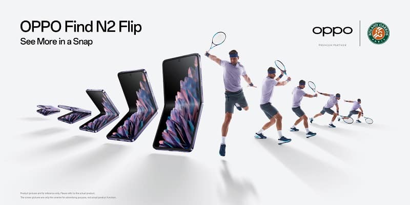 OPPO: Find N2 Flip catturerà le performance del Roland Garros 2023