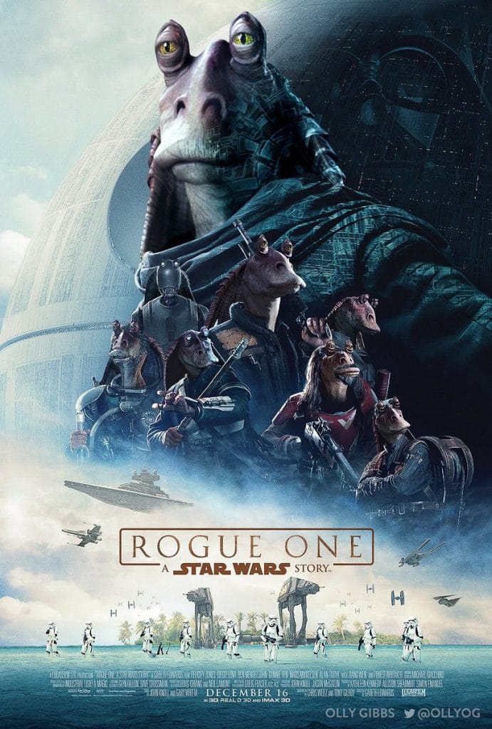 rogue one poster jar jar binks