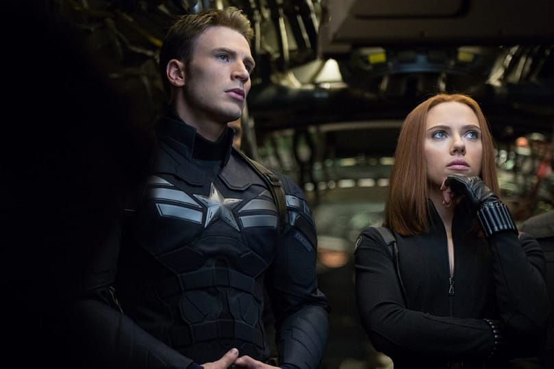 *************** 2014 SPRING MOVIE SNEAKS FOR JANUARY 12, 2014. DO NOT USE PRIOR TO PUBLICATION.****** From the movie "Marvel's Captain America: The Winter Soldier"..L to R: Captain America/Steve Rogers (Chris Evans) and Black Widow/Natasha Romanoff (Scarlett Johansson) © 2014 Marvel. All Rights Reserved.