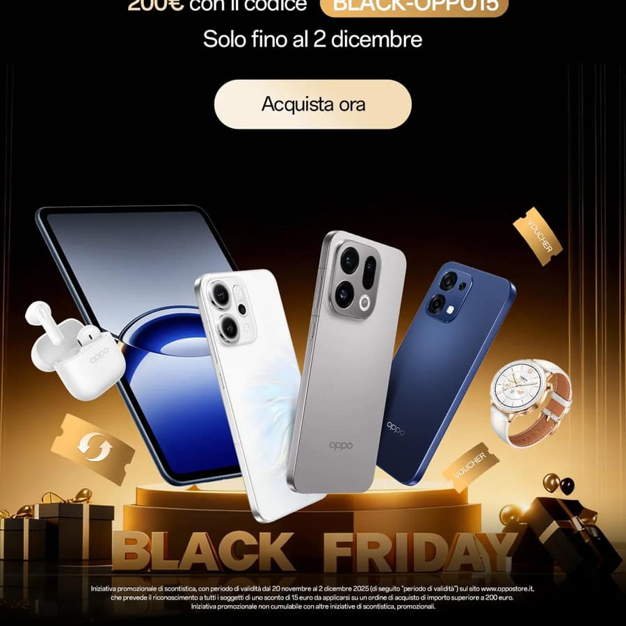 OPPO lancia offerte imperdibili per il Black Friday